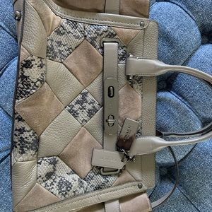 Coach taupe and snakeskin suede purse